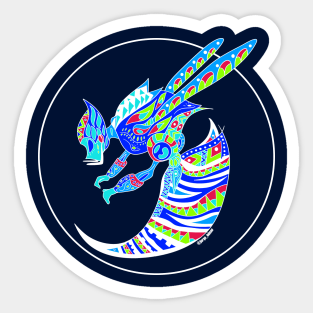 blue bee the mexican kaiju with totonac patterns Sticker